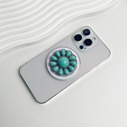 Luxury Turquoise Socket Grip Lazy Bracket Talk Grip For Magsafe IPhone Mac Samsung Safe Ring Finger Expanding Holder