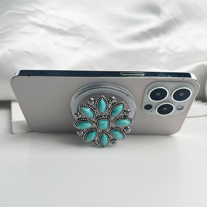 Luxury Turquoise Socket Grip Lazy Bracket Talk Grip For Magsafe IPhone Mac Samsung Safe Ring Finger Expanding Holder