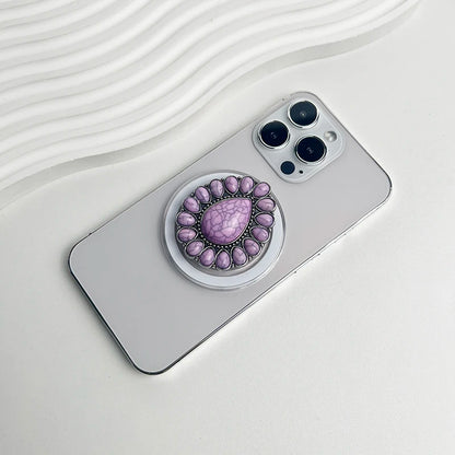 Luxury Turquoise Socket Grip Lazy Bracket Talk Grip For Magsafe IPhone Mac Samsung Safe Ring Finger Expanding Holder