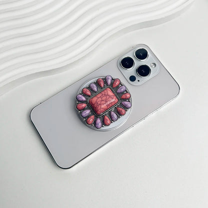 Luxury Turquoise Socket Grip Lazy Bracket Talk Grip For Magsafe IPhone Mac Samsung Safe Ring Finger Expanding Holder