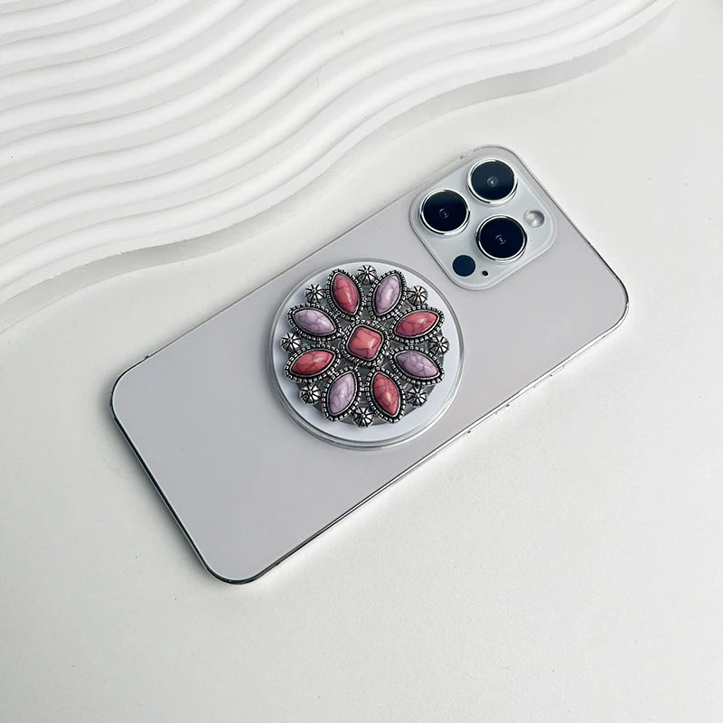 Luxury Turquoise Socket Grip Lazy Bracket Talk Grip For Magsafe IPhone Mac Samsung Safe Ring Finger Expanding Holder