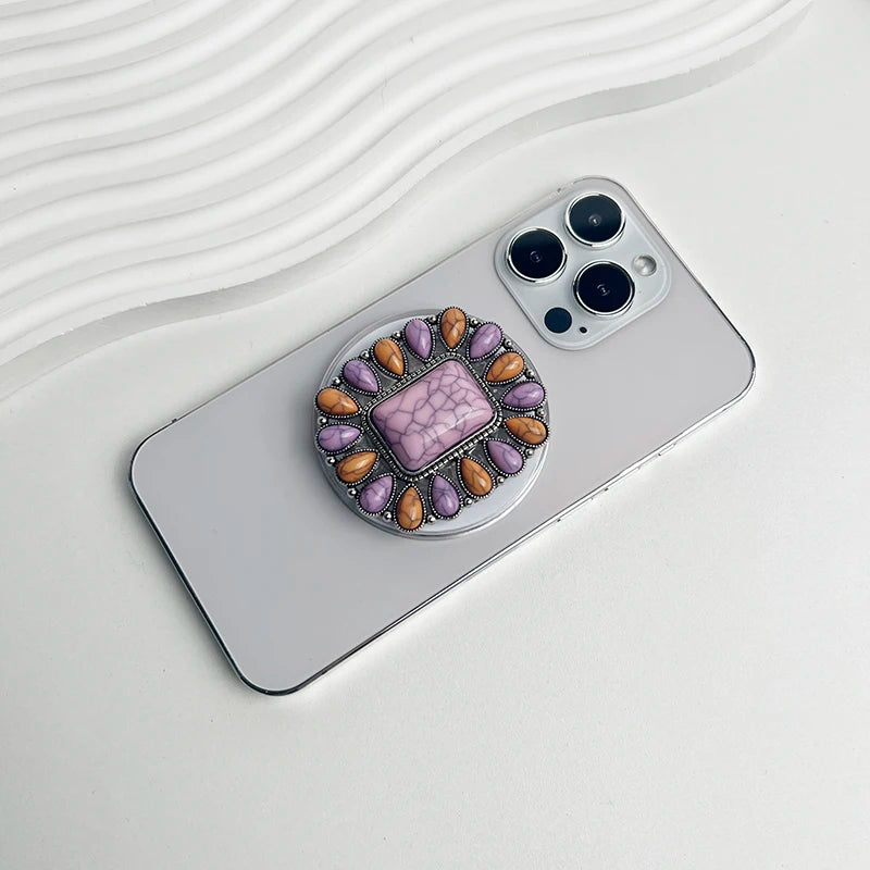 Luxury Turquoise Socket Grip Lazy Bracket Talk Grip For Magsafe IPhone Mac Samsung Safe Ring Finger Expanding Holder