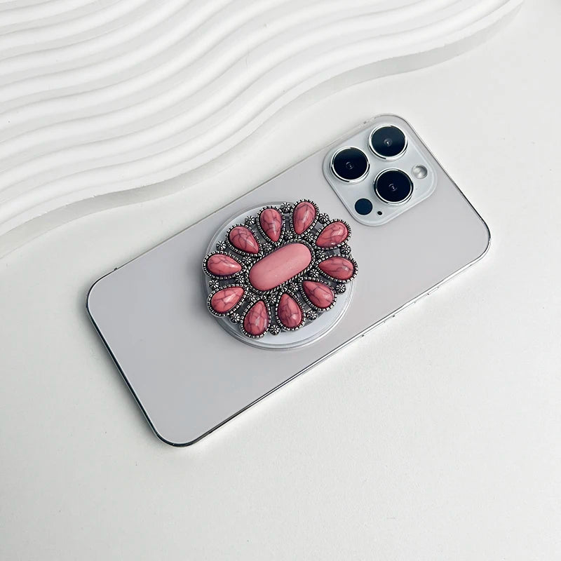 Luxury Turquoise Socket Grip Lazy Bracket Talk Grip For Magsafe IPhone Mac Samsung Safe Ring Finger Expanding Holder