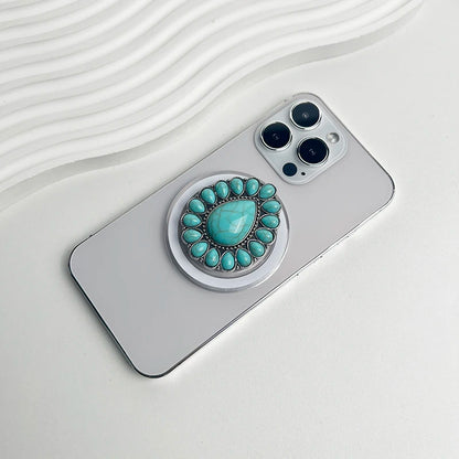 Luxury Turquoise Socket Grip Lazy Bracket Talk Grip For Magsafe IPhone Mac Samsung Safe Ring Finger Expanding Holder
