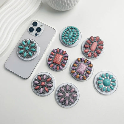 Luxury Turquoise Socket Grip Lazy Bracket Talk Grip For Magsafe IPhone Mac Samsung Safe Ring Finger Expanding Holder